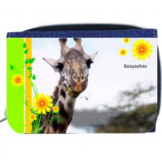 Textil-Geldbörse Jeans Motiv Hippieflower 