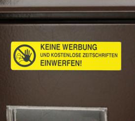 Bitte keine Werbung gelb/schwarz 