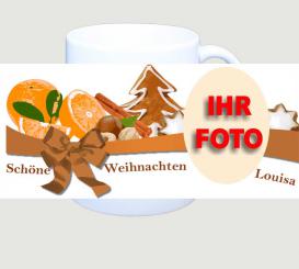 Fototasse Orangen Zimt und Sterne 