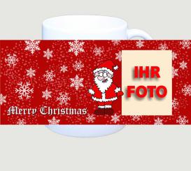 Fototasse Weihnachtsmann in rot 