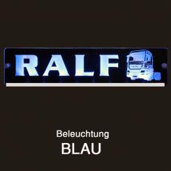 Truckerschild 450 x 100 mm blau beleuchtet blau