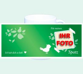 Fototasse Spatz und Spätzchen 